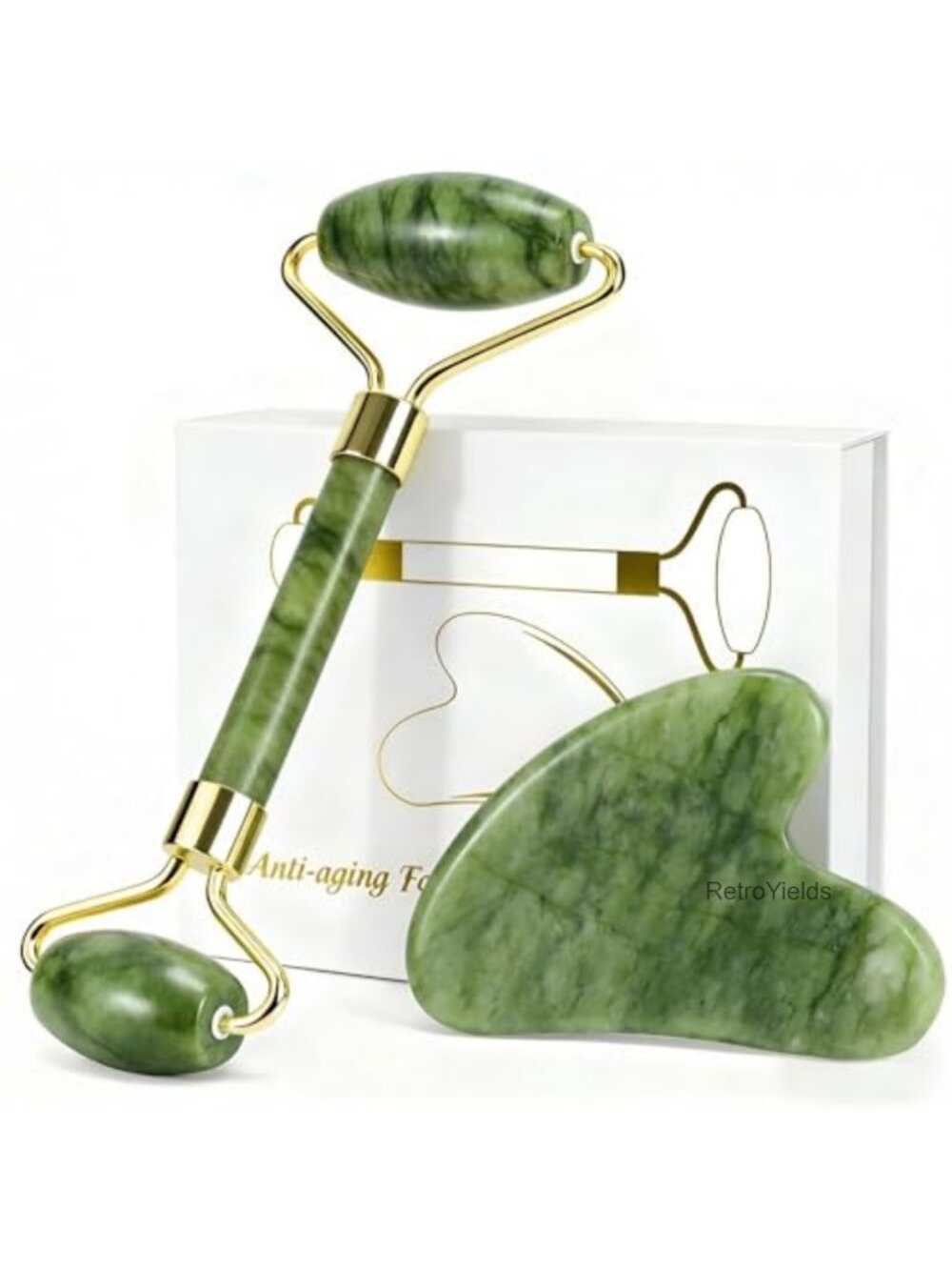 Jade Face Roller Gua Sha Set Facial Massage Tool Skin Care